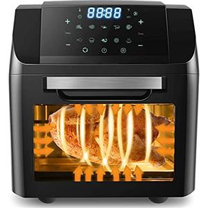 Nictemaw Friggitrice ad Aria 12L, Friggitrice ad Aria Senza Olio 1500W con 10 Programmi, per Frittura, Cottura al Forno, Disidratazione, Scongelamento, 5 Accessori Inclusi