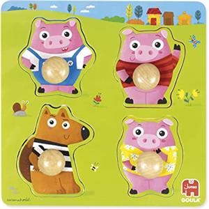 Goula 3 porcellini-Puzzle di Legno per Bambini-da 1-2 Anni, Multicolore, Large, 59452