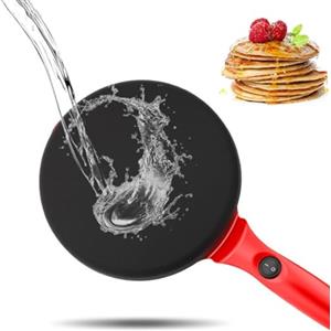 Frilla Padella per pancake, Crepiera elettrica con Manico, Piastra in Alluminio con Rivestimento Antiaderente, 600 W, 20 cm di diametro | CREPEMASTER