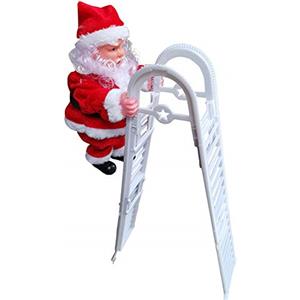 Bseical Babbo Natale Elettrico Scala da Arrampicata con Che Canta, 60 cm Decorazioni Albero di Natale Regali di Capodanno Home Decor (C)
