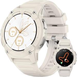 KOSPET TANK S2 Smartwatch Donna, GPS Integrato, Impermeabile 5ATM/IP69K, Chiamate Bluetooth, 176 Modalità Sportive, 24H Monitoraggio Sonno Bussola/Barometro/Altimetro(Bianco Crema)