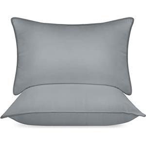 Utopia Bedding Cuscini Letto (Set di 2), 50 x 70 cm Guanciali Letto Coppia, 3D Fibra di Poliestere (Grigio)