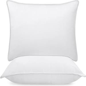 Utopia Bedding Cuscini Letto (Set di 2), 80 x 80 cm Guanciali Letto Coppia, 3D Fibra di Poliestere (Bianco)