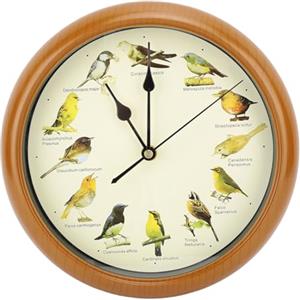 Tnfeeon Orologio da Parete Orologio con Canto degli Uccelli,Originale, con 12 Uccelli Canori Nativi,Tempo di Silenzio Notturno, Registrazioni Naturalistiche Originali, Decorazioni per la