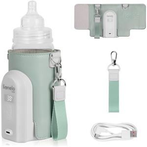 LIONELO Thermup Go Evo Scaldalatte Portatile per biberon per Neonati, Mantiene Liquidi caldi, 5 Temperature operative da 38 a 50°C Ricarica USB-C, Fino a 9 Ore di Funzionamento (Salvia Verde, EVO)