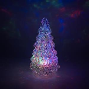 hvfun Albero di Natale in vetro con luce colorata dinamica, funzionamento a batteria con timer per centrotavola festivo, decorazione da tavolo natalizia