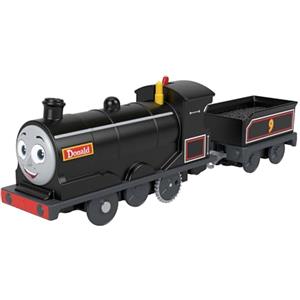 THOMAS & FRIENDS Il Trenino Thomas -Donald, locomotiva motorizzata a batterie con vagone merci, personaggio della serie Grandi Avventure Insieme, giocattolo per bambini, 3+ anni, JBW21