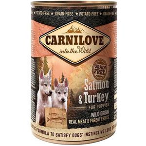 CARNILOVE Alimento Umido per Cuccioli con Salmone e Tacchino - 400 g, Senza Cereali, Sviluppo Mentale Ottimale