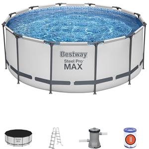 Bestway 56420-3 Set Piscina Fuori Terra Steel Pro MAX Rotonda da 366x122 cm