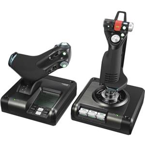 Logitech G Saitek X52 Pro Flight Control System, Controller di Simulazione con Acceleratore, ‎Joystick X52 Professionale, Acceleratore Progressivo, Centraggio ‎Doppia Molla, USB, PC, Nero
