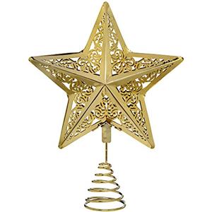 WeRChristmas-Decorazione natalizia a forma di stella 30 cm, con puntale per albero di Natale, colore: oro