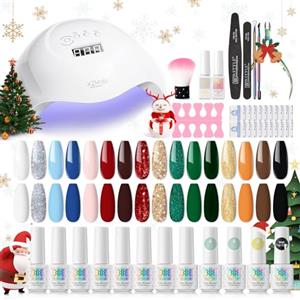 RSTYLE Kit Semipermanente Unghie,16 Colori smalti semipermanenti per unghie168W UV/LED Fornetto Unghie Semipermanente Professionale Soak Off Smaltocon Strumenti per Manicure Nudo rosso