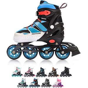 Meteor Pattini in Linea Bambini Gioventù Dimensione Regolabile Rollerblades Cuscinetti ABEC-7 Ruote PU (S, ROX Blue)