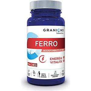 Granions Ferro Bisglicinato 14 mg + Vitamina B | Energia e Vitalità | 100% Dell'Apporto Raccomandato | Biodisponibilità Ottimale | Donne Incinte | 60 Capsule = 2 Mesi | Laboratoire des Granions