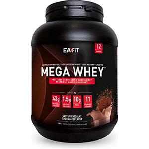 Eafit Proteine Whey Mega Whey EAFIT 750g, 100% Proteine in Polvere del Siero del Latte Istantaneo, Cioccolato, BCAA, Creatina, Aminoacidi Enzimi Digestivi, Massa Muscolare, Assorbimento Rapido, Whey Protein