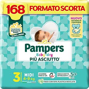 Pampers Baby Dry Midi, 168 Pannolini, Taglia 3 (4-9 kg), Cartone Da 56X3