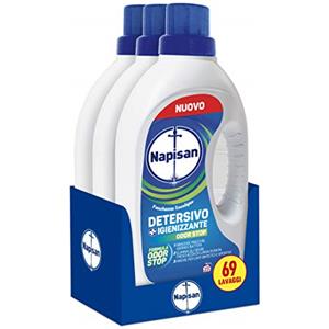 Napisan Detersivo Lavatrice Liquido Igienizzante Odor Stop, 3 Confezioni da 1.15 l da 69 Lavaggi di Detersivo Lavatrice Liquido