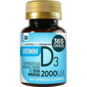 LABOTTEGADEGLIINTEGRATORI Vitamina D 365 Compresse 1 al Giorno 2000 UI 50 µg | Sistema Immunitario | Ossa e Denti | origine non animale LABOTTEGADEGLIINTEGRATORI ®