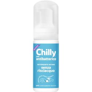 Chilly Senza Risciacquo, Detergente Intimo Senza Risciacquo Antibatterico, Da Usare Fuori Casa sulla Carta Igienica, Formula in Mousse a pH5, Clinicamente Testato - 100ml