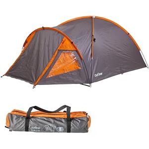 OUTLINER | Tenda Campeggio 3 Posti | Tenda campeggio grande - Impermeabile, Antivento, Montaggio Rapido | Tende da Campeggio | Tenda per Montagna, Trekking, Camping | Arancione, Grigio