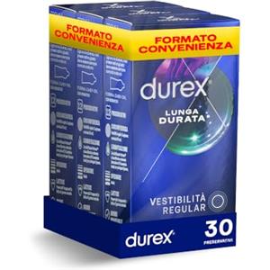 Durex Preservativi Lunga Durata, Preservativi Ritardanti per Lui, Formato Convenienza, 30 Profilattici