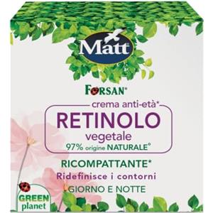 Matt, Crema Anti-Età Retinolo Vegetale, Crema Viso Antirughe Ricompattante, Ridefinisce i Contorni, Crema Viso Giorno e Notte Adatta per Pelli Normali e Sensibili, Rende la Pelle Luminosa, 50ml