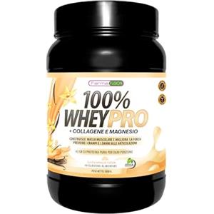 FARMAFUSION Proteine del Siero del Latte con Collagene e Magnesio, 43 Grammi di Proteine Pure per Dose, Aumenta la Massa Muscolare e Tonifica, 1000 G, Vaniglia