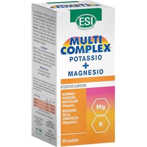 ESI - Multicomplex Potassio+Magnesio, Integratore Alimentare Multiminerale, Ideale Contro Stanchezza e Affaticamento Fisico, Restituisce Energia, Senza Glutine e Vegan, 90 Ovalette