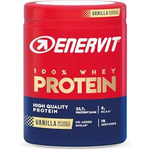 Enervit, 100% Whey Protein, Gusto Vaniglia, ottimo dopo l'Allenamento, Ricco di Vitamina B6, con Proteine dal Siero del Latte, Senza Zuccheri Aggiunti, Barattolo da 420 Grammi