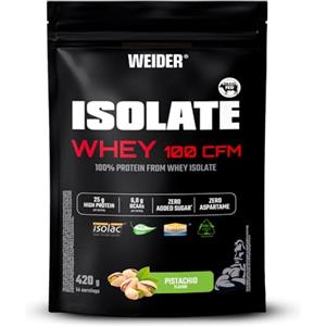 Weider Isolate Whey 100CFM (420g) Gusto Pistacchio, 24g Isolato di Proteine del Siero di Latte/porzione, Con Enzimi, Senza Zuccheri Aggiunti, 14 porzioni