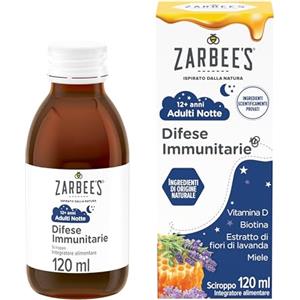 Zarbee's Sciroppo Adulti Difese Immunitarie Con Vitamine, Integratore difese immunitarie con miele puro, vitamina D e biotina, Multivitaminico per supportare il sistema immunitario, 120 ml