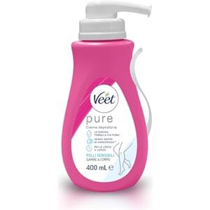 Veet Pure Crema Depilatoria Gambe, Braccia, Ascelle e Zona Bikini per Pelli Sensibili, Dermatologicamente Testata, Formato Convenienza 400 ml