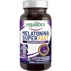 Equilibra Integratori Alimentari, Melatonina Super Fast, Integratore a Base di Melatonina per Dormire con Assorbimento Rapido, Senza Bisogno di Acqua, Aroma Camomilla, Vegan, 180 Compresse Orosolubili