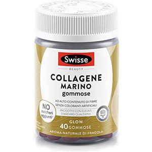 Swisse Collagene Marino - Integratore di collagene marino in pastiglie gommose, 200 mg collagene marino, senza zuccheri aggiunti, confezione da 40 pastiglie, gusto fragola