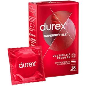 Durex SuperSottile, Preservativi Ultra Sottili Vestibilità Regular, 18 Profilattici