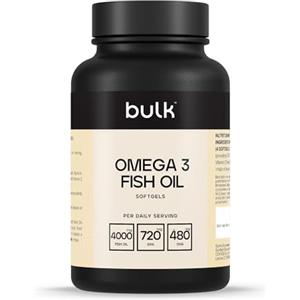 Bulk Olio di pesce con omega-3 Capsule molli da 1000 mg, 4000 mg di olio di pesce per porzione, 730 mg di EPA, 480 mg di DHA, 90 Capsule molli, 45 porzioni