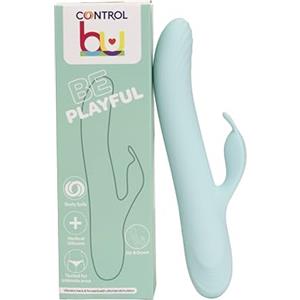 Control Be Playful, Vibratore Rabbit con Effetto Spinta e Braccio Flessibile per il Clitoride, Silicone medico senza Ftalati, Ricarica USB, Water Splash (IPX4)