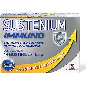 Sustenium Immuno - Integratore alimentare a base di Vitamine del gruppo B, C, Zinco e aminoacidi specifici. Per Energia e Difese immunitarie. Confezione da 14 bustine