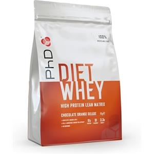 PhD Nutrition Diet Proteine Whey in polvere 1kg Cioccolato e arancia Deluxe, Proteine in polvere ipocaloriche a supporto della dieta, Con 16g di proteine per porzione