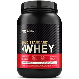 Optimum Nutrition Gold Standard 100% Whey Proteine in polvere per lo Sviluppo e il Recupero Muscolare con Glutammina e Aminoacidi BCAA Naturali, Gusto Biscotti e Crema, 28 Dosi, 896 g