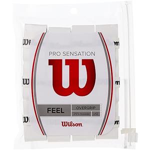 Wilson PRO Overgrip Sensation, Impugnatura per Racchetta da Tennis Unisex-Adulto, Bianco, 12 Pezzi