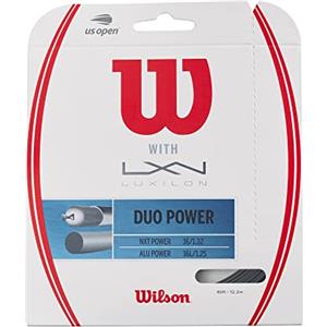 Wilson WRZ949710 Corda da Tennis Duo Power, 12.2 m, Corda Ibrida Luxilon Alu Power e Wilson NXT Power, Unisex, Argento/Natural