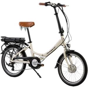 F.lli Schiano E- Star, Bicicletta elettrica Pieghevole Unisex Adulto, Bianco Antico, 20