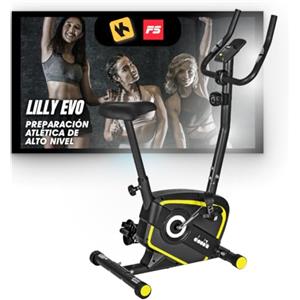 Diadora Fitness Lilly Evo, Cyclette Magnetica, Fino a 110 kg di Peso Unisex Adulto, Nero/Giallo a norma CE