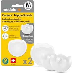 Medela Paracapezzoli Contact, senza BPA, in silicone morbido Sottile, include 2 paracapezzoli e custodia, 20 mm, M