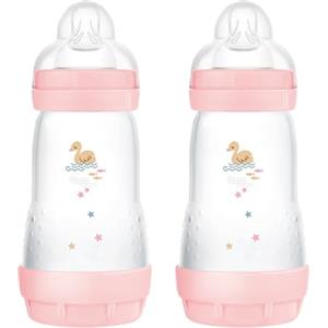 MAM Biberon Easy Start Anticolica, in Set da 2, con Tettarella in Silicone SkinSoftTM, 2+ Mesi, 260 ml, Rosa