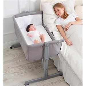 Babify Mini culla Co-sleeping Star Ibaby - Regolabile in diverse altezze, reclinabile - Materasso incluso, colore: grigio