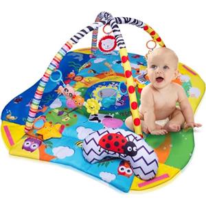 Lionelo Anika 2in1 Palestrina Tappetino da Gioco per Neonato e Bambino Box 114cm Cuscino sotto la Pancia Ricco Set di Giocattoli Varie Forme e Colori Interattivo Sviluppa Abilità Motorie e Cognitive