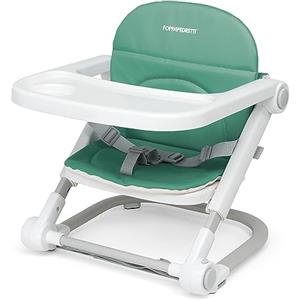 Foppapedretti Seggiolino Alzabimbo Lift, bambini da 6 mesi a 3 anni (fino a 15 Kg), Vassoio Amovibile, Chiudibile e Trasportabile, Borsa Inclusa, Imbottitura Removibile e Lavabile, 3 Altezze, Verde