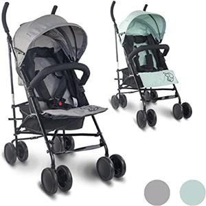 Mobiclinic® Kids, Passeggino Leggero, Elefant, Marchio europeo, Pieghevole, Schienale reclinabile,15 kg, Doppio sistema di sicurezza, Ruote rimovibili, Cintura regolabile in 5 punti, Grigio e nero